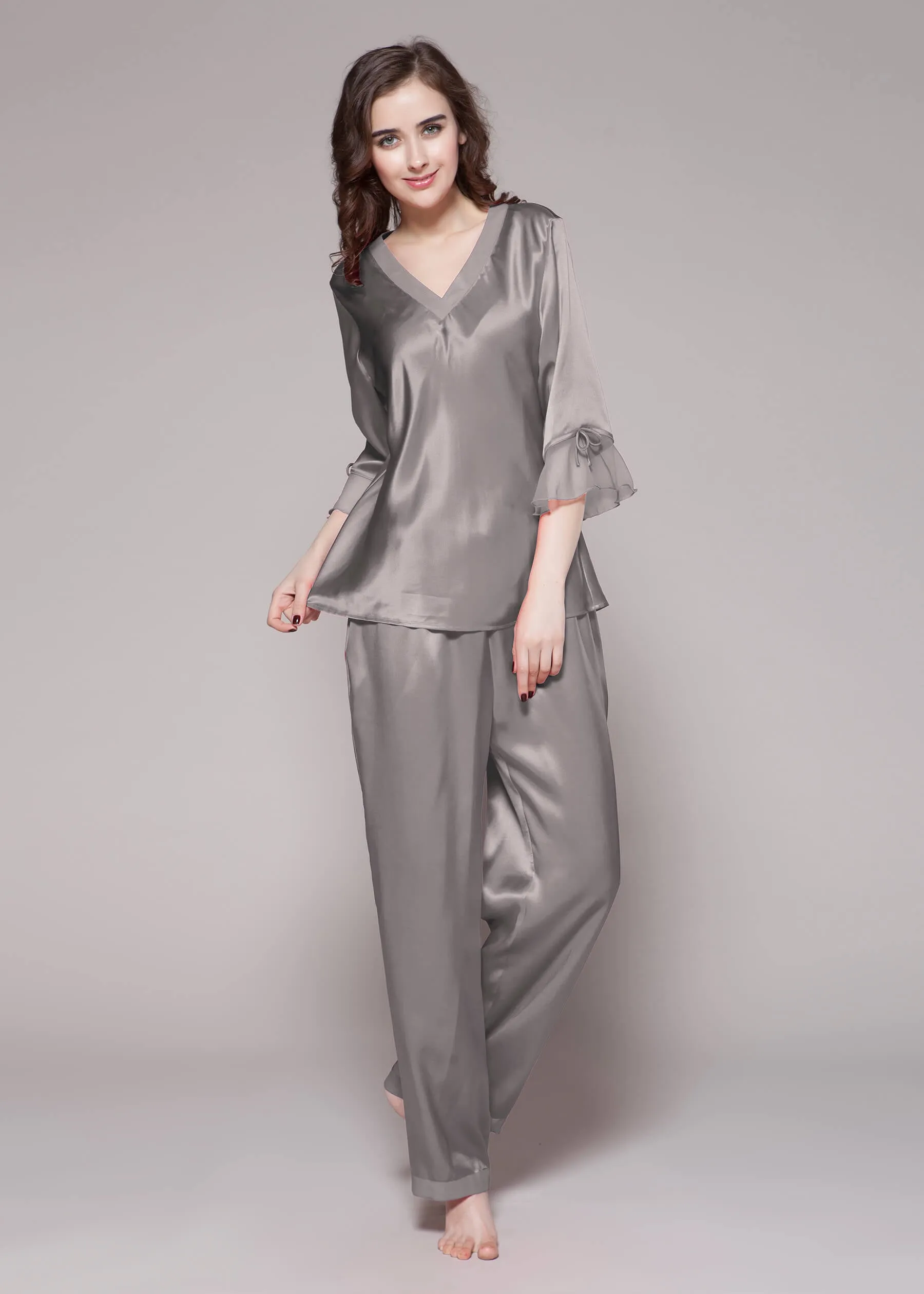 22 Momme Laced  Women Silk Pajama Set