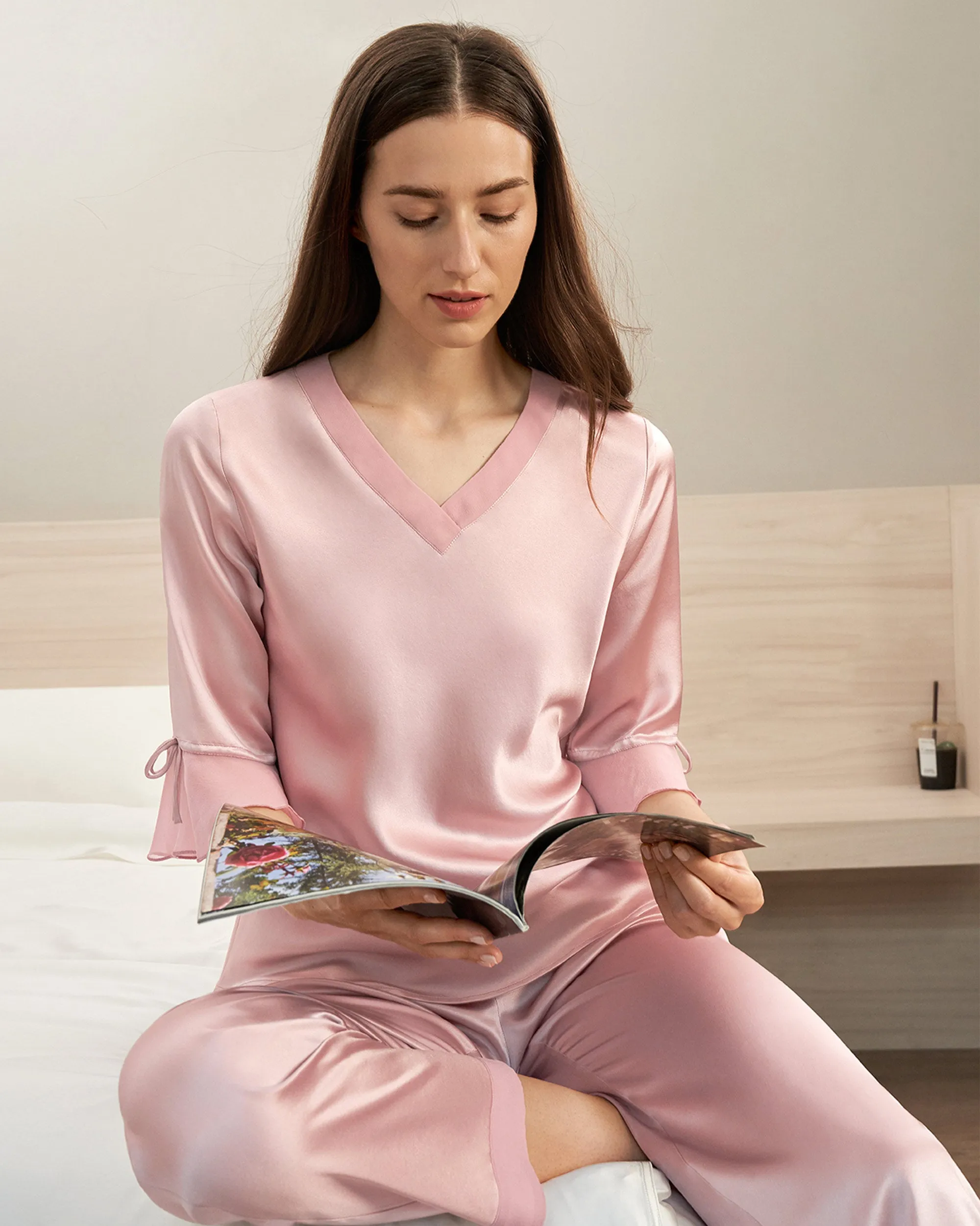 22 Momme Laced  Women Silk Pajama Set