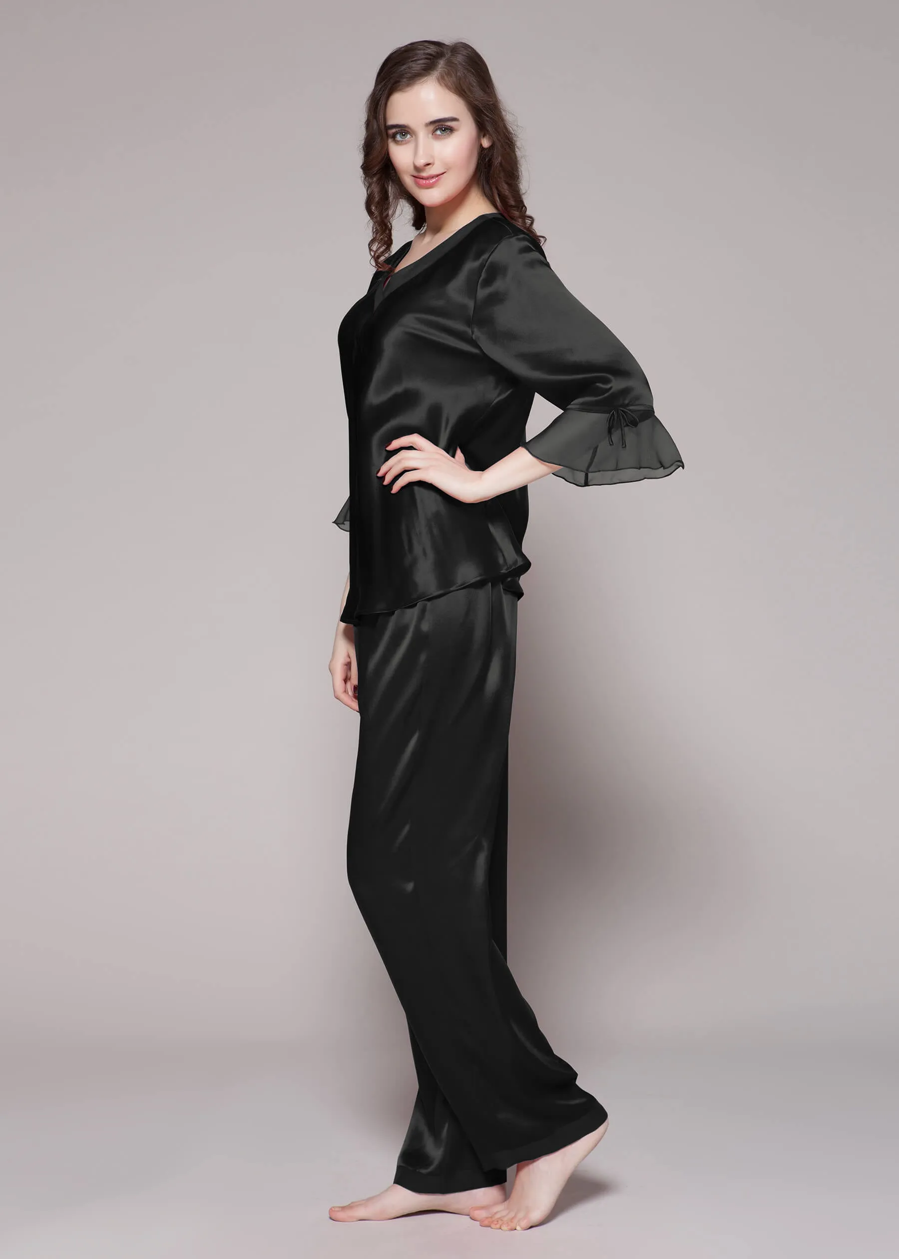 22 Momme Laced  Women Silk Pajama Set