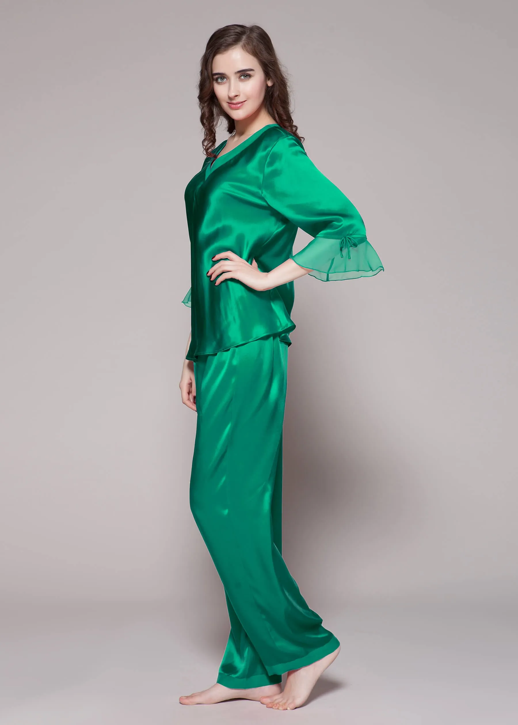 22 Momme Laced  Women Silk Pajama Set