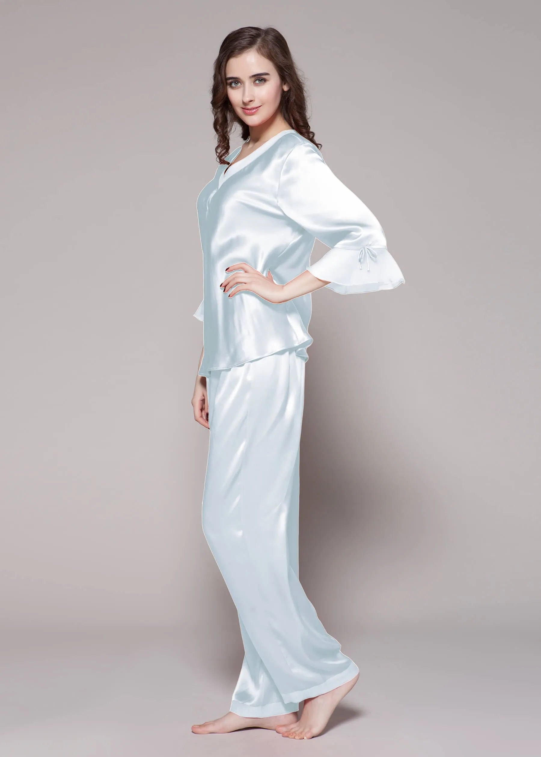 22 Momme Laced  Women Silk Pajama Set