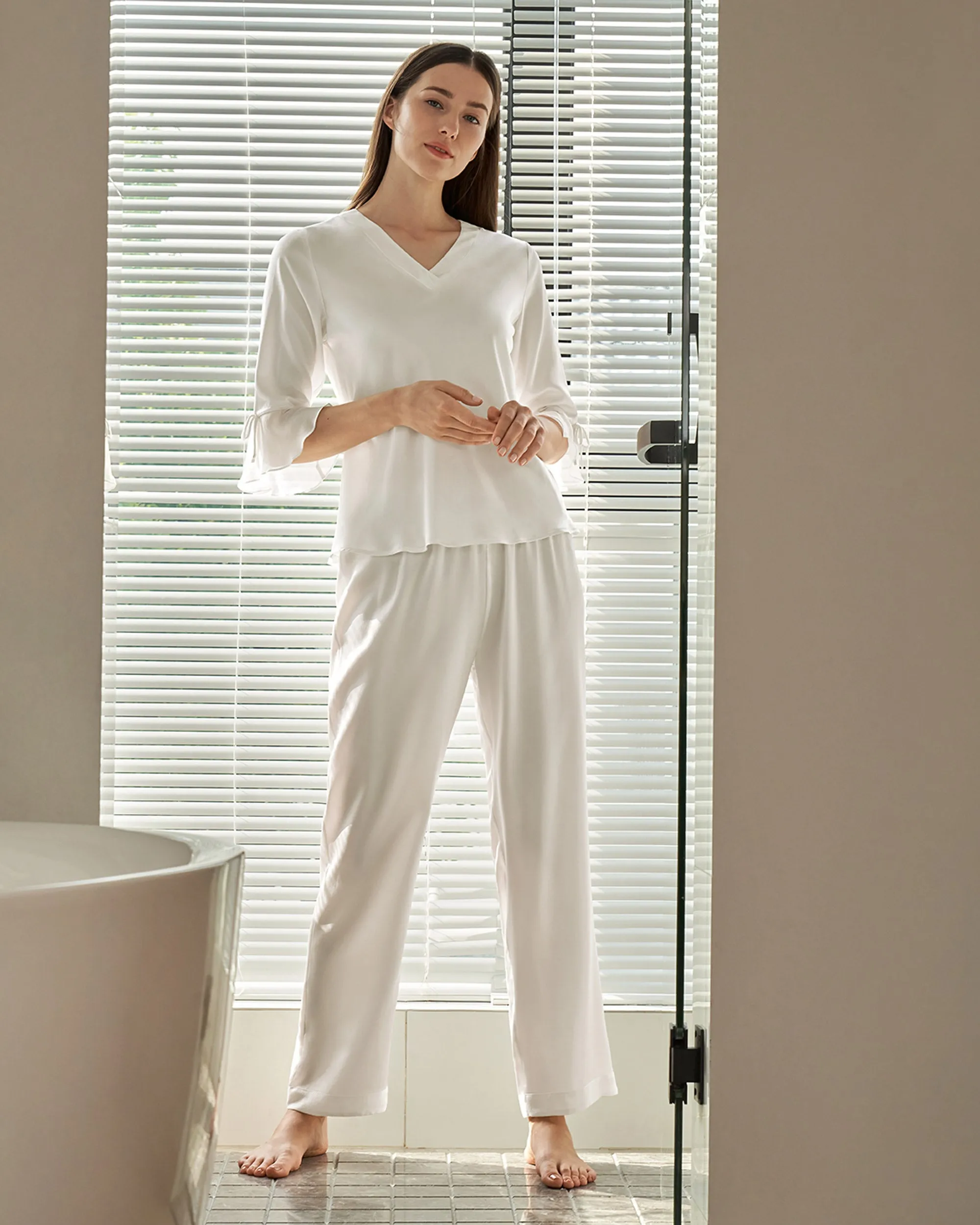 22 Momme Laced  Women Silk Pajama Set