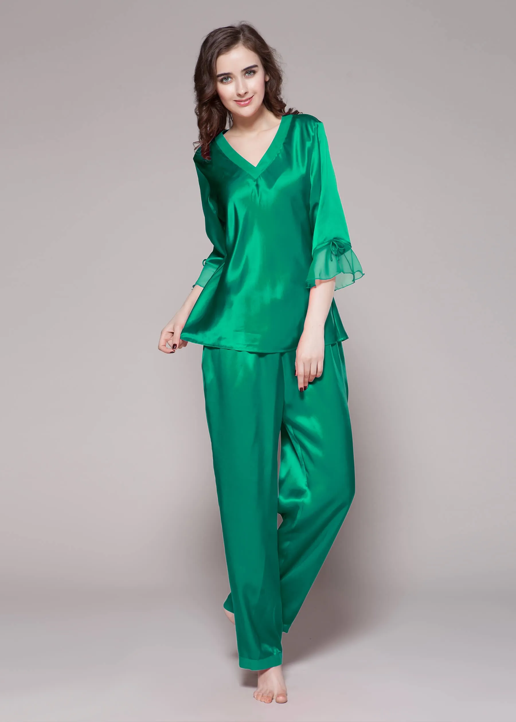 22 Momme Laced  Women Silk Pajama Set