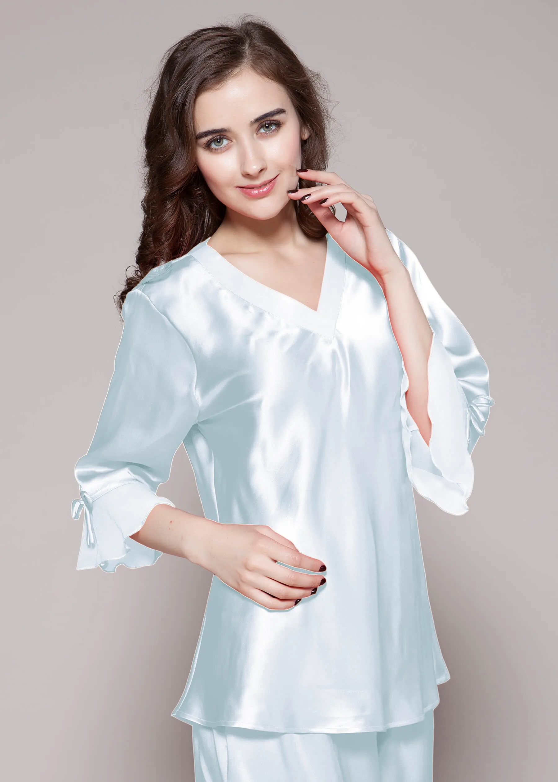 22 Momme Laced  Women Silk Pajama Set
