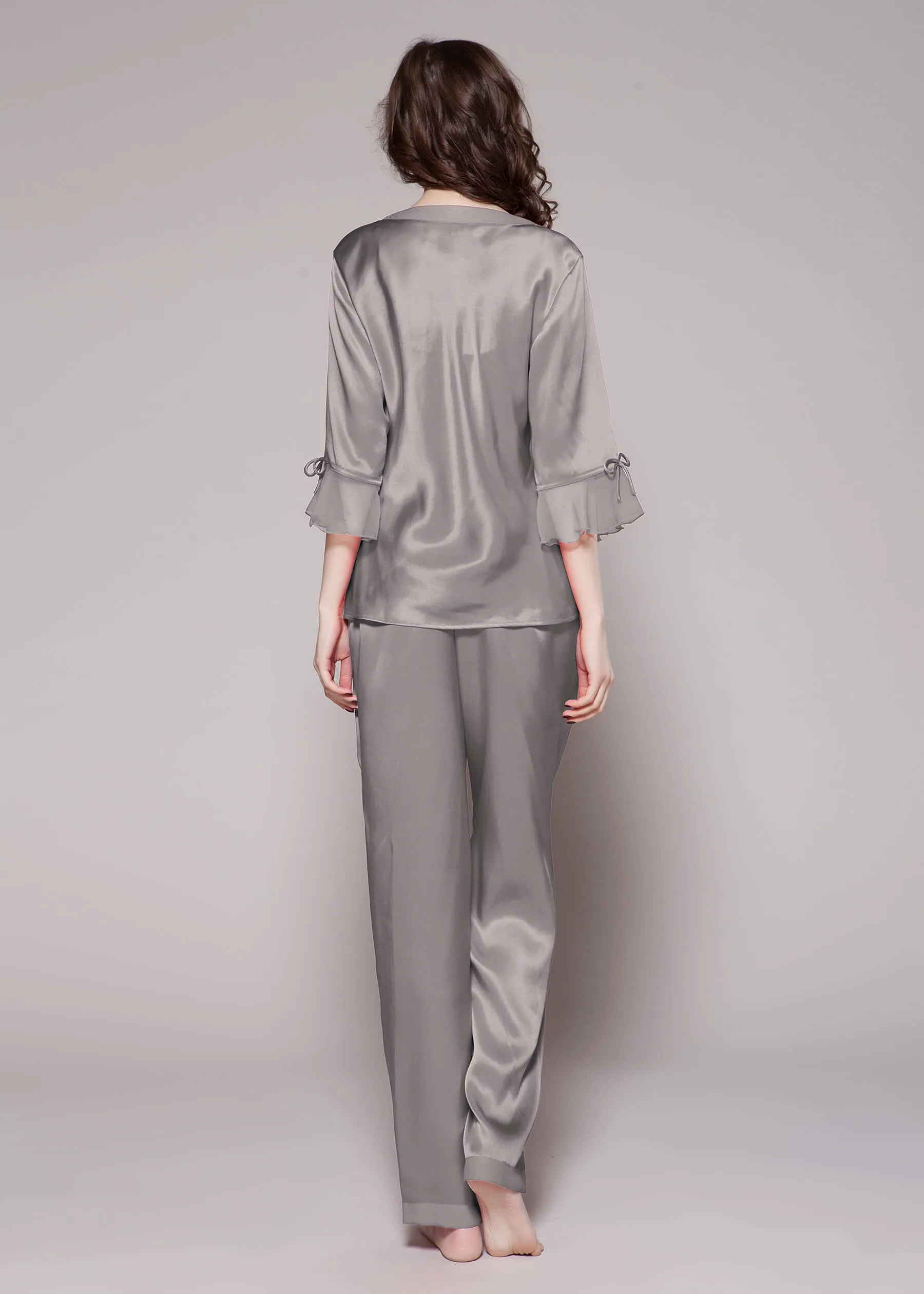 22 Momme Laced  Women Silk Pajama Set