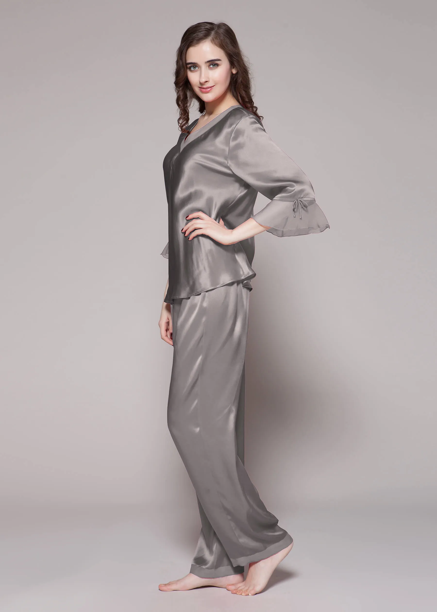 22 Momme Laced  Women Silk Pajama Set