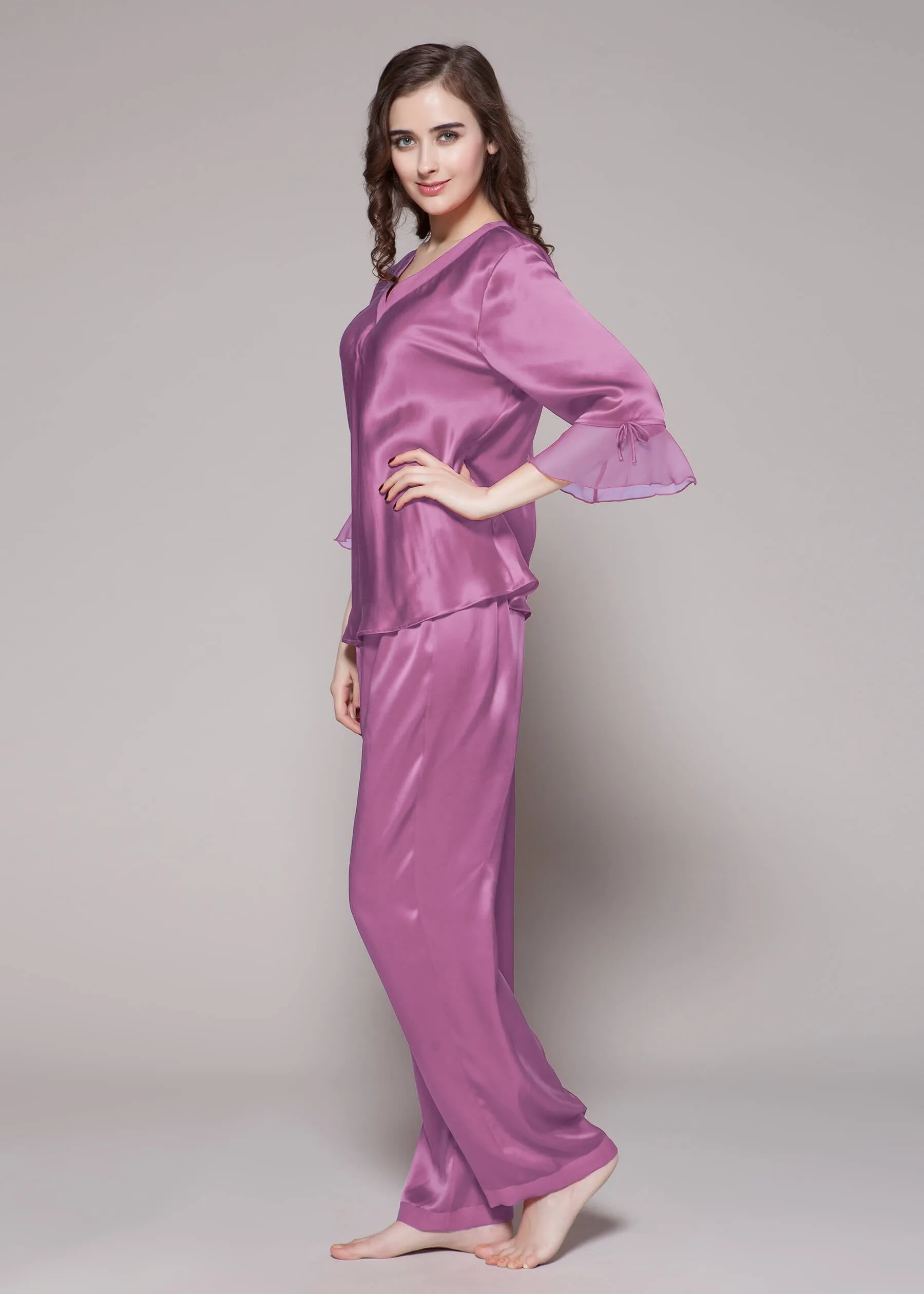 22 Momme Laced  Women Silk Pajama Set