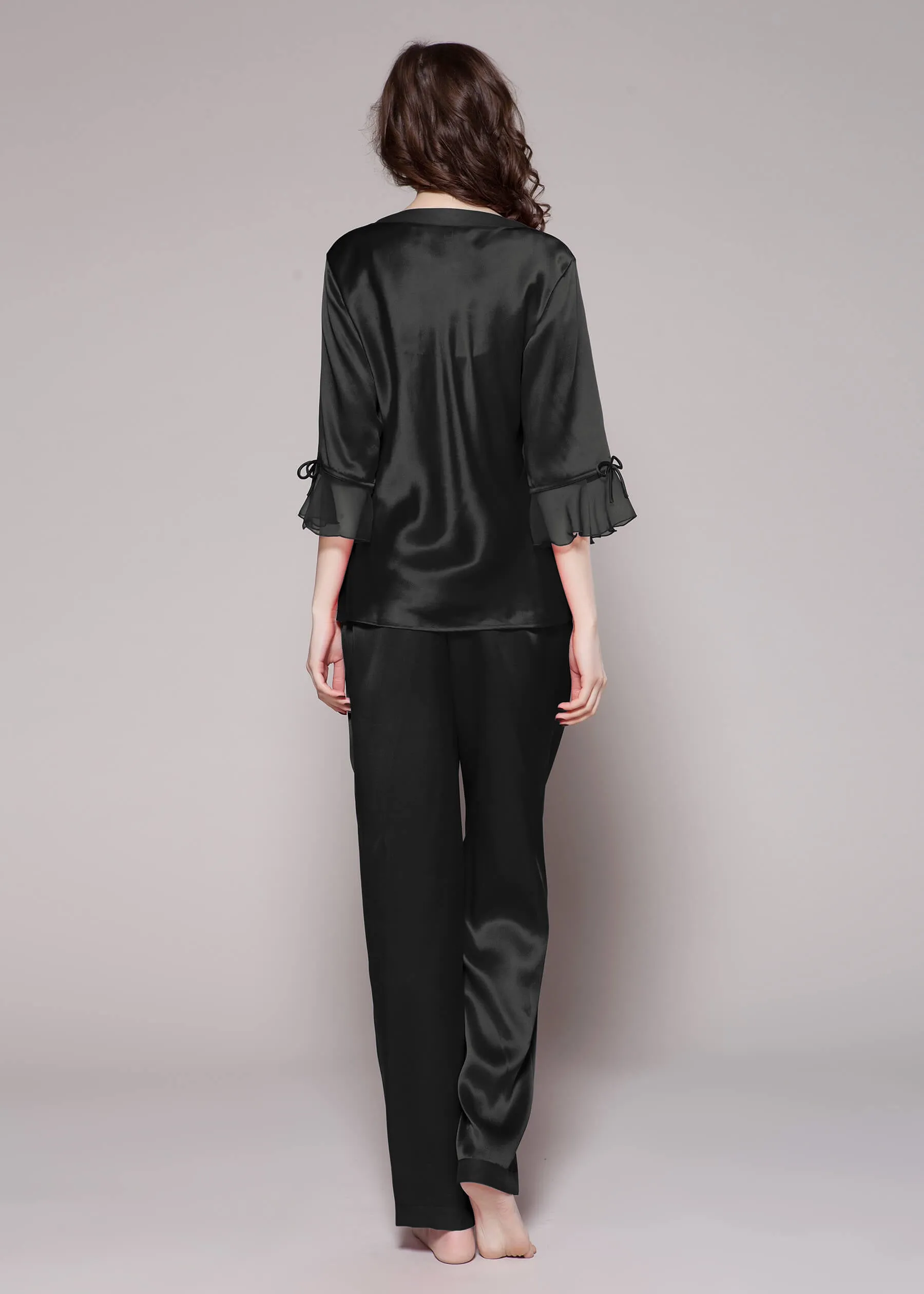 22 Momme Laced  Women Silk Pajama Set