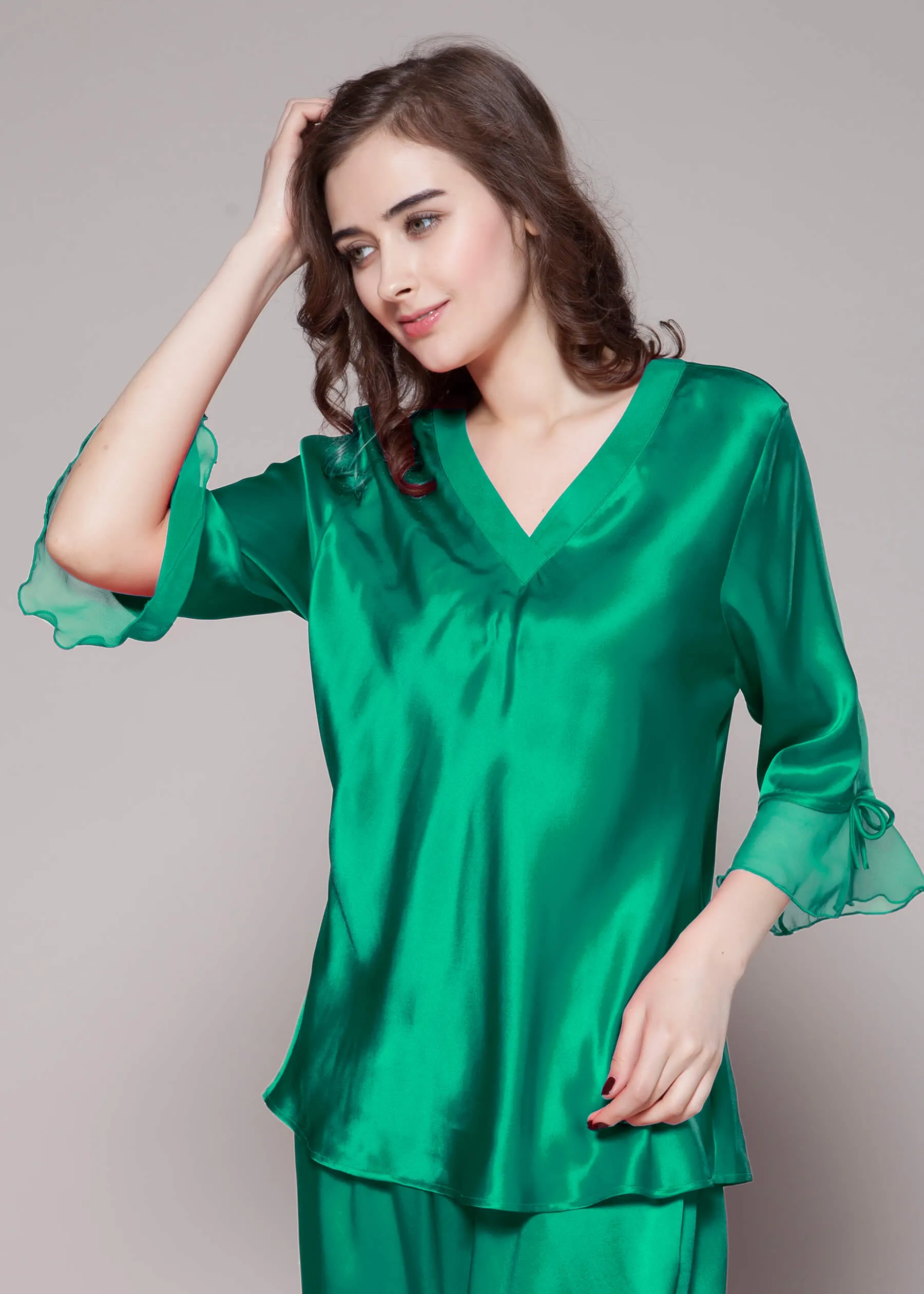22 Momme Laced  Women Silk Pajama Set