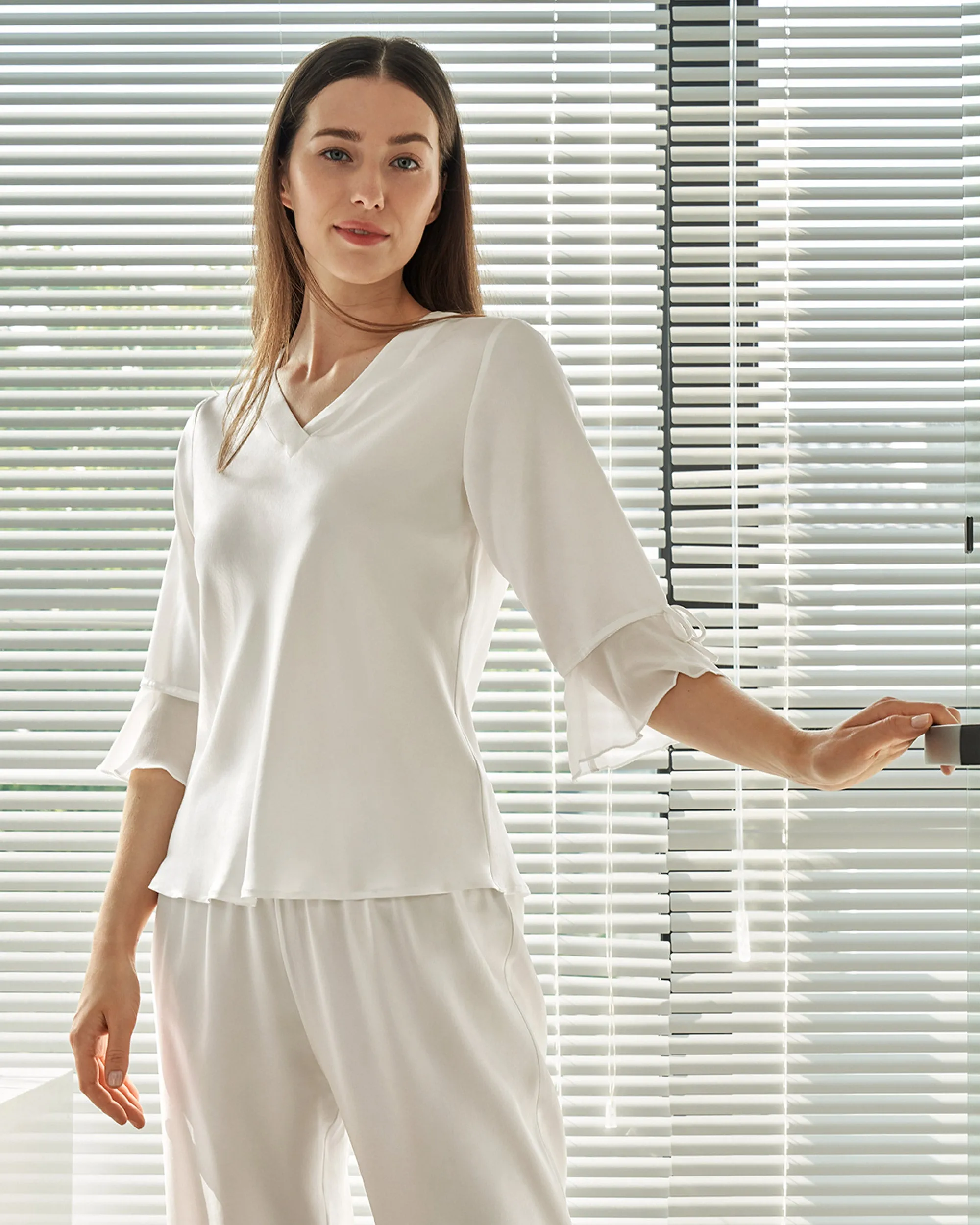 22 Momme Laced  Women Silk Pajama Set