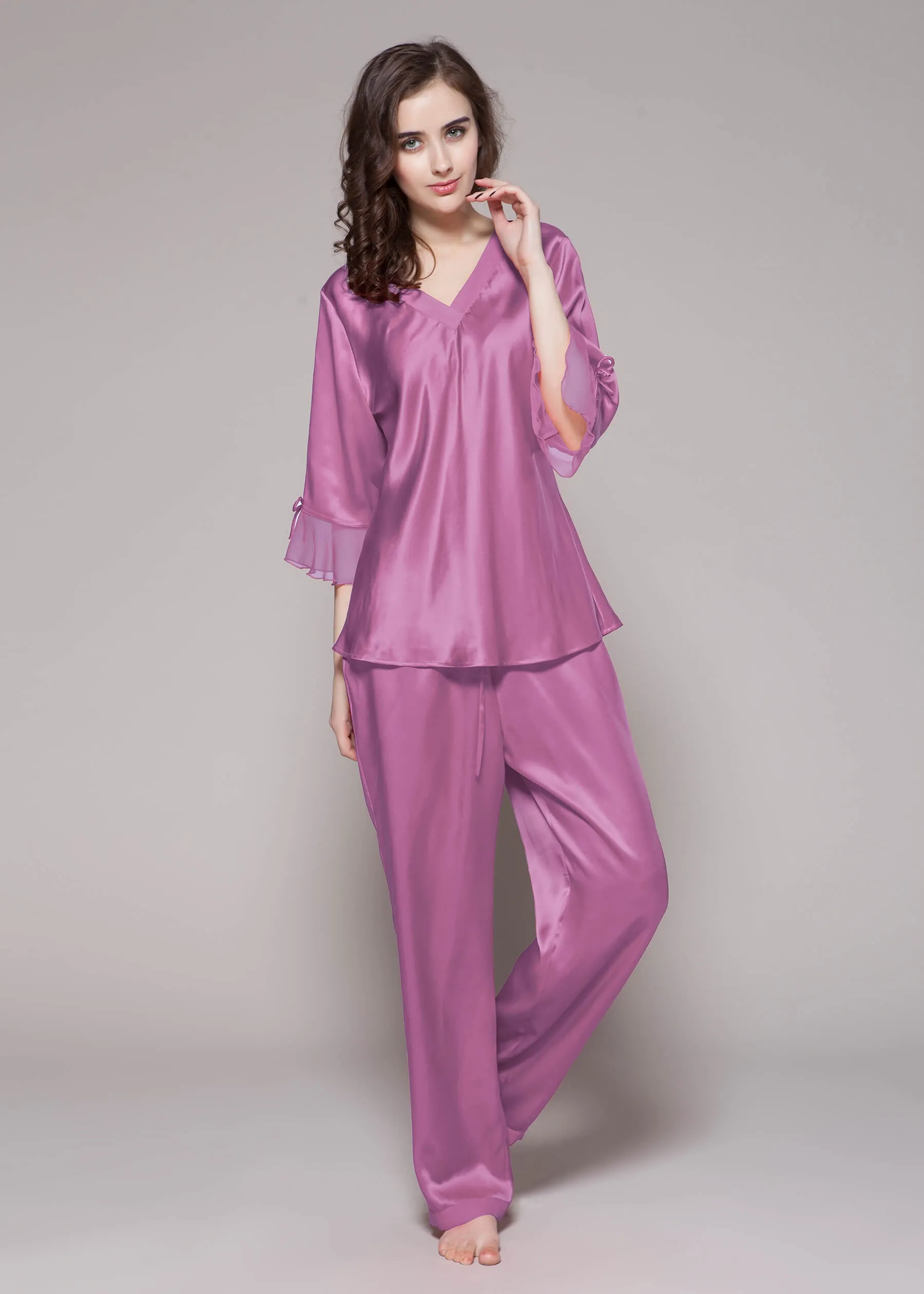 22 Momme Laced  Women Silk Pajama Set