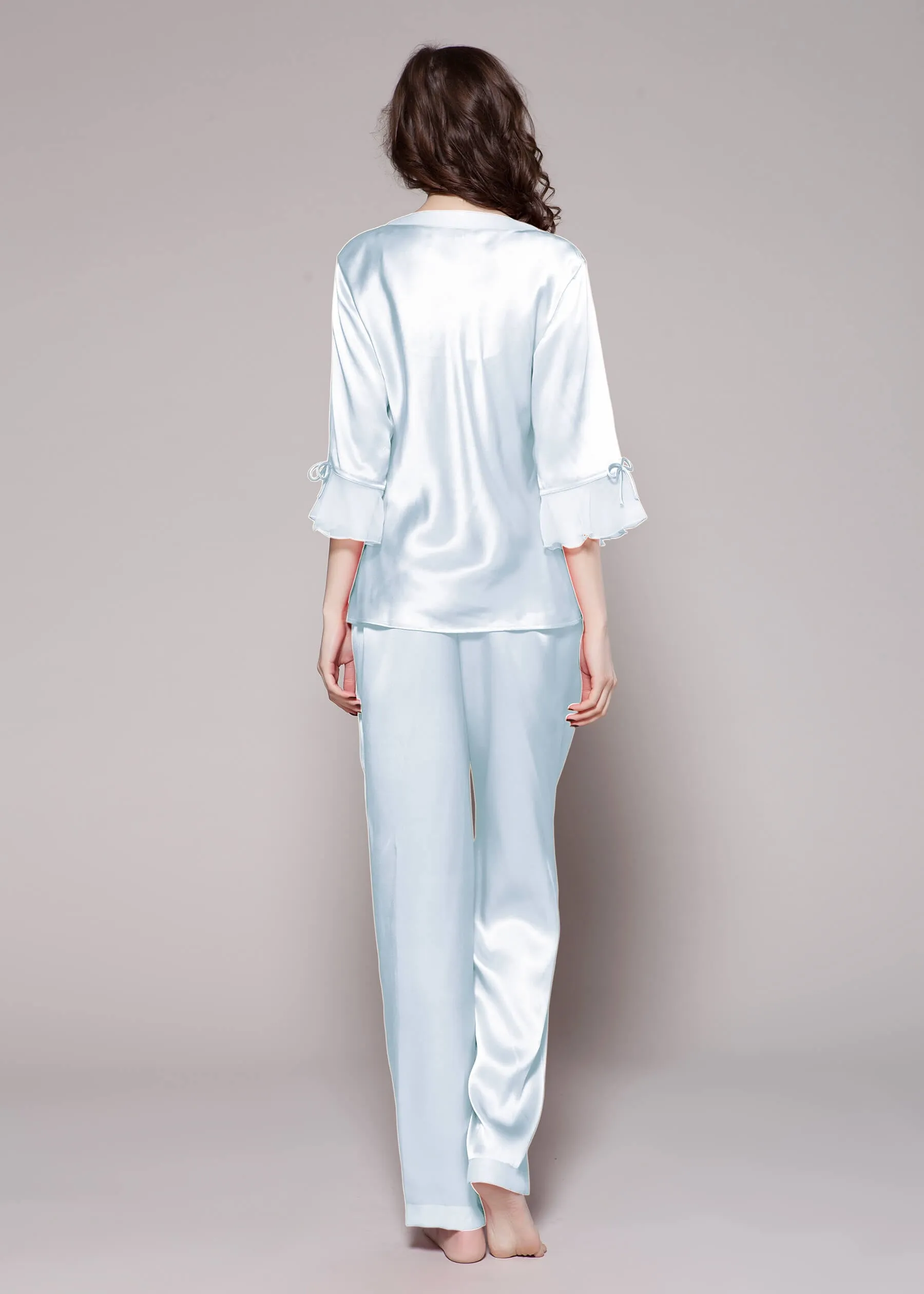 22 Momme Laced  Women Silk Pajama Set
