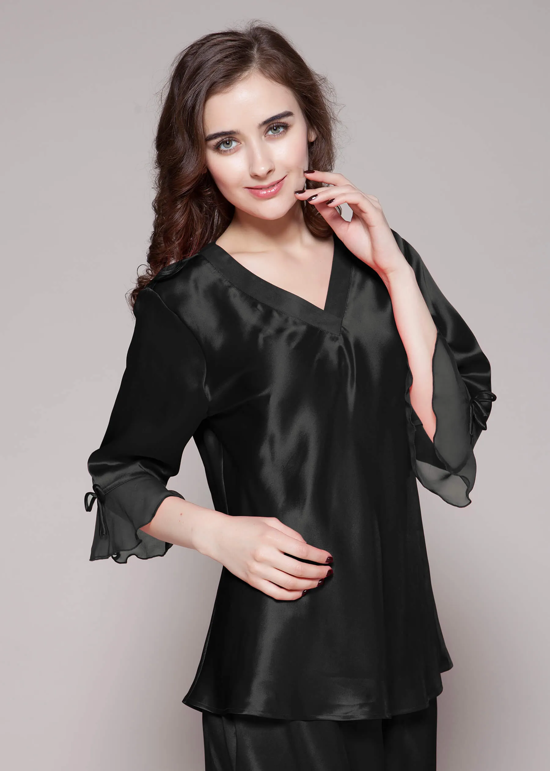 22 Momme Laced  Women Silk Pajama Set