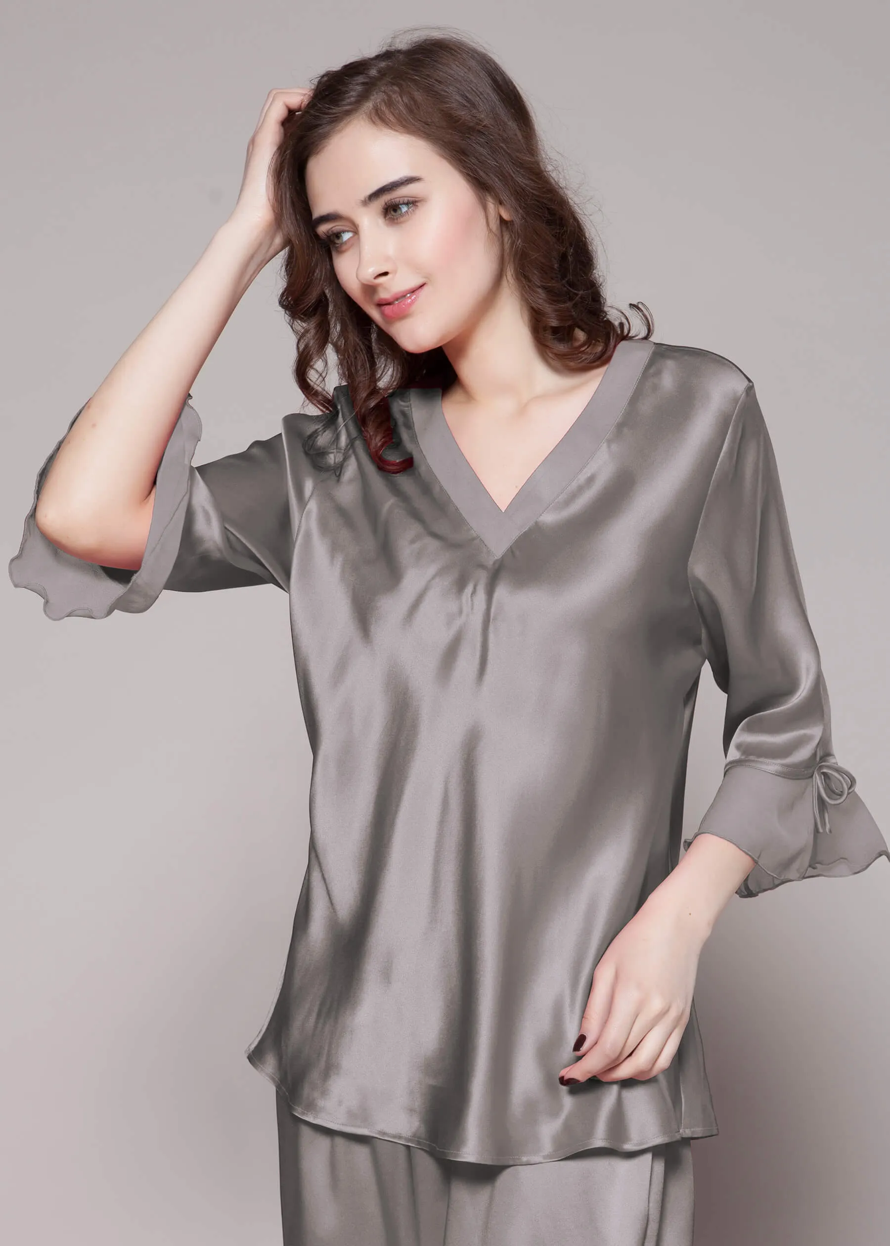 22 Momme Laced  Women Silk Pajama Set