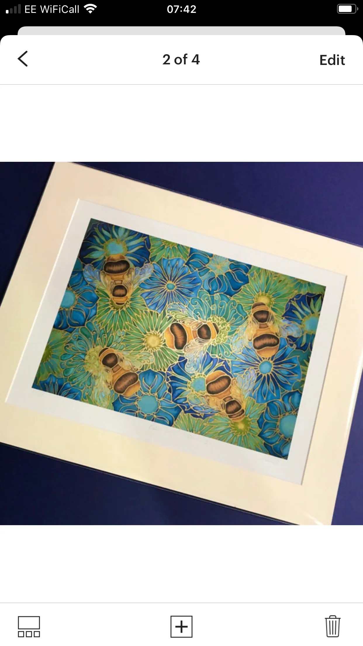 Bees & Flowers Art Print - Blue Green Bees Print- Bumble Bee Print