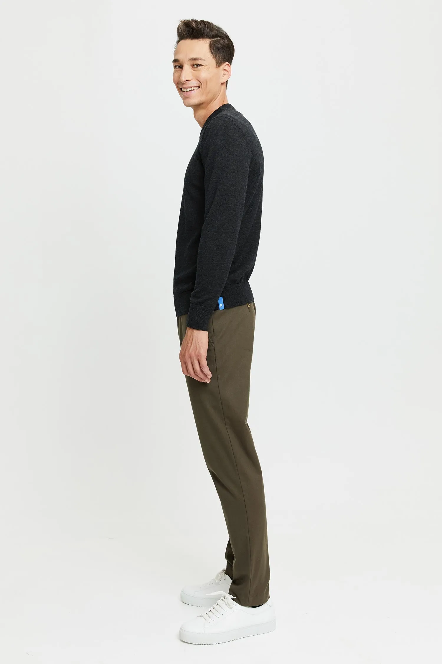 Daniel Extra Fine Merino Wool Pullover Anthracite