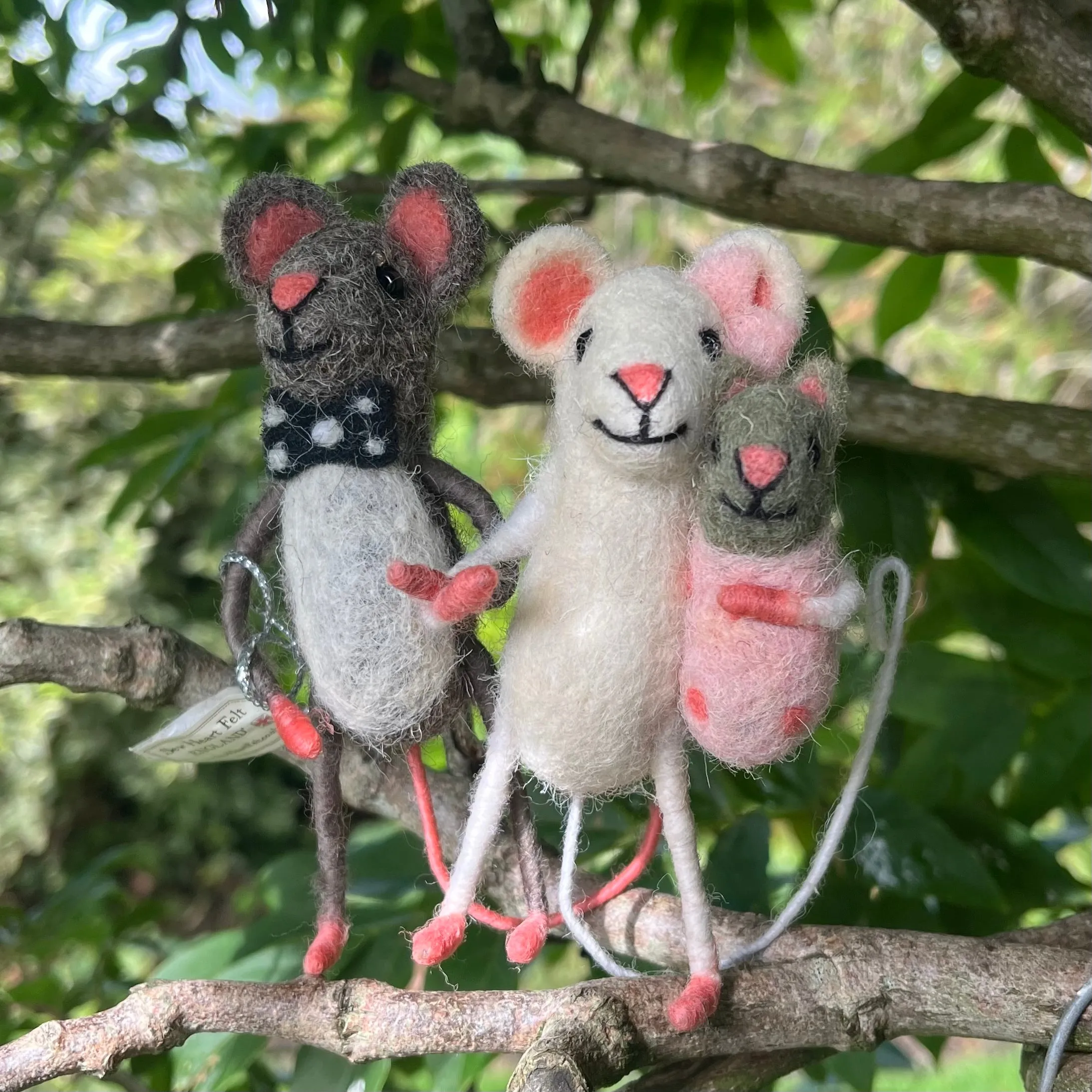 Hand Crafted Needle Felt Mice Family Baby Boy or Baby Girl, New Baby Gift, Congratulations Baby Gift