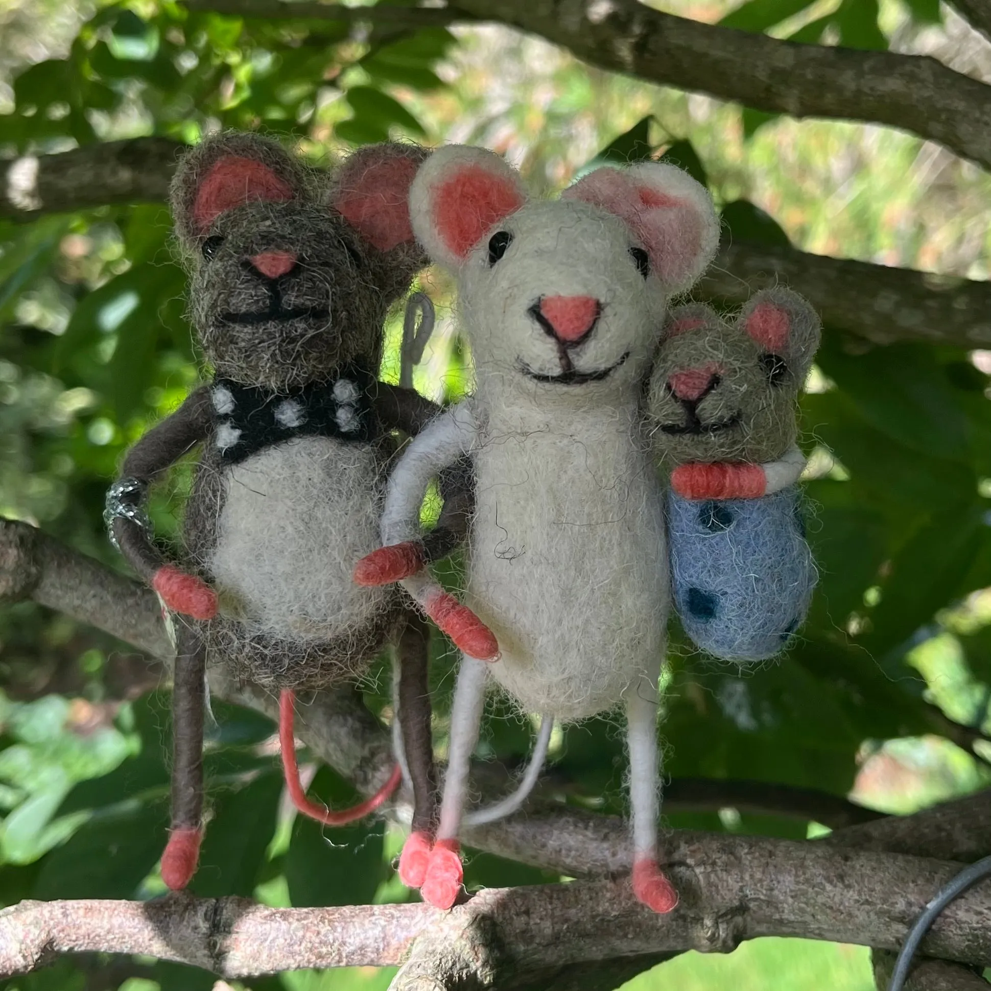 Hand Crafted Needle Felt Mice Family Baby Boy or Baby Girl, New Baby Gift, Congratulations Baby Gift