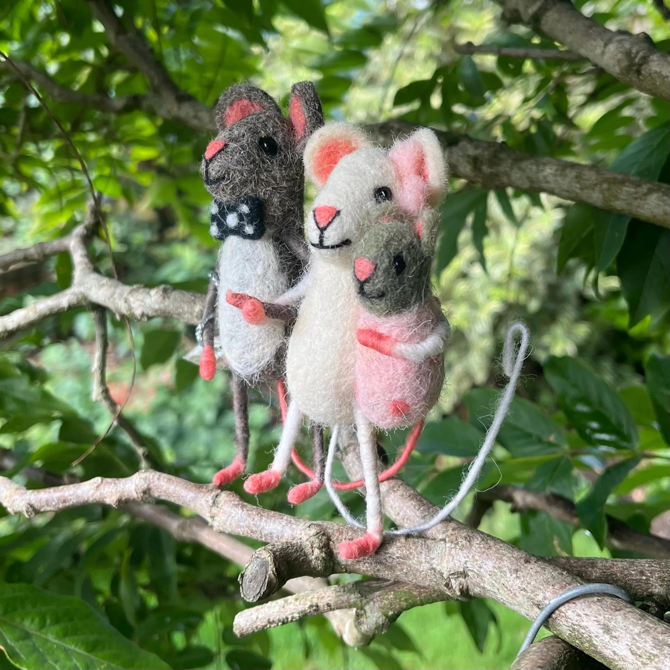 Hand Crafted Needle Felt Mice Family Baby Boy or Baby Girl, New Baby Gift, Congratulations Baby Gift