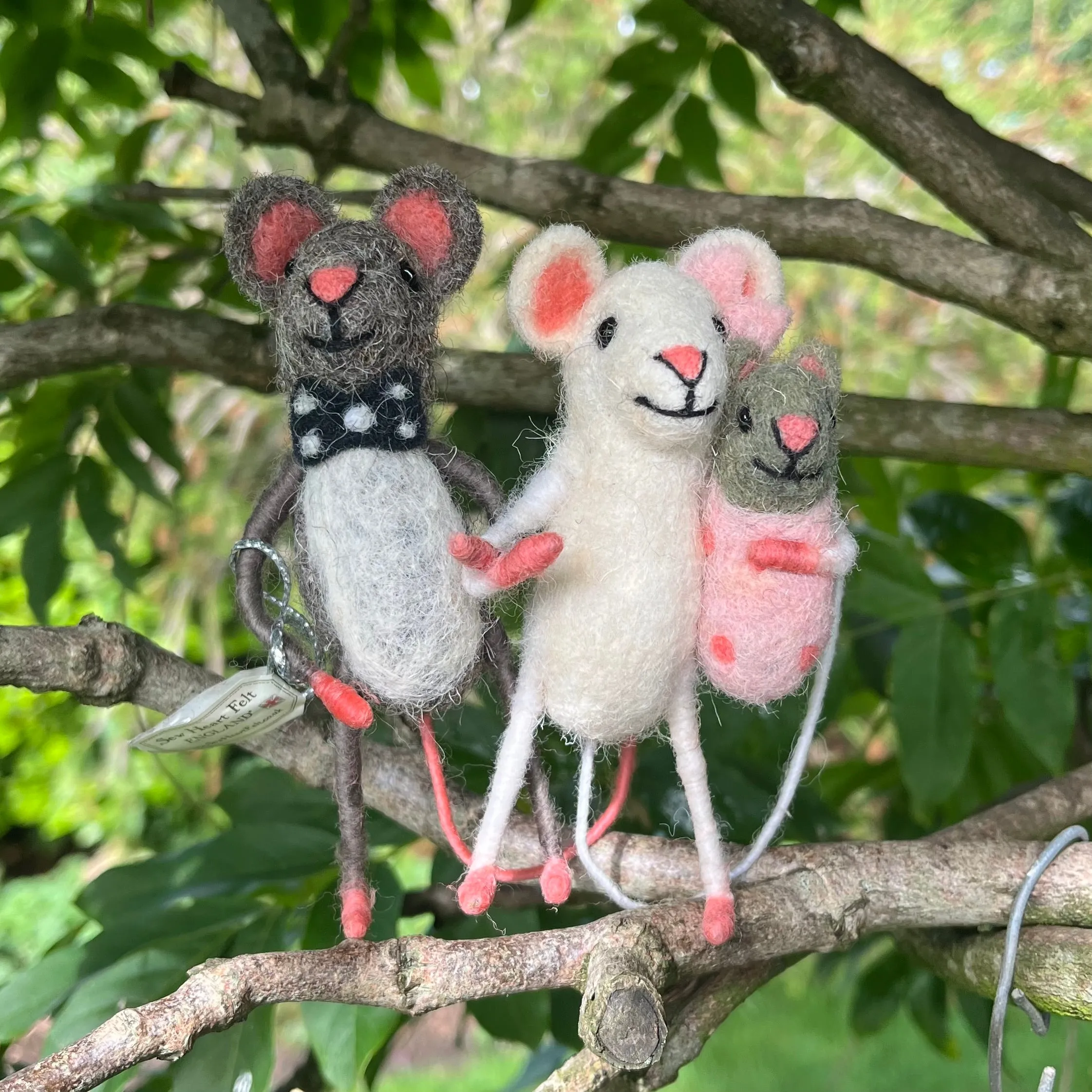Hand Crafted Needle Felt Mice Family Baby Boy or Baby Girl, New Baby Gift, Congratulations Baby Gift