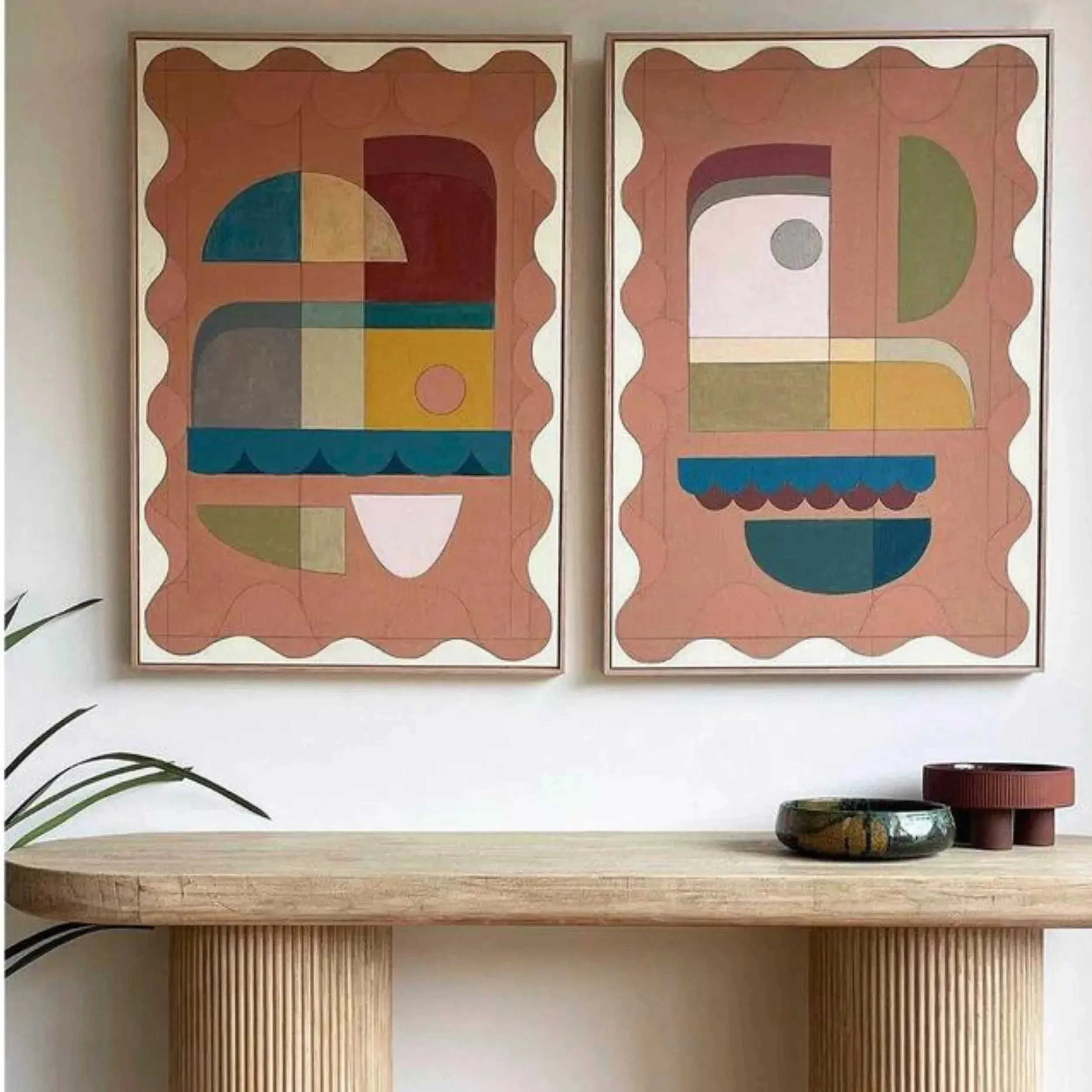 Terracotta Blush Two Canvas Print 150cm x 100cm Black Frame