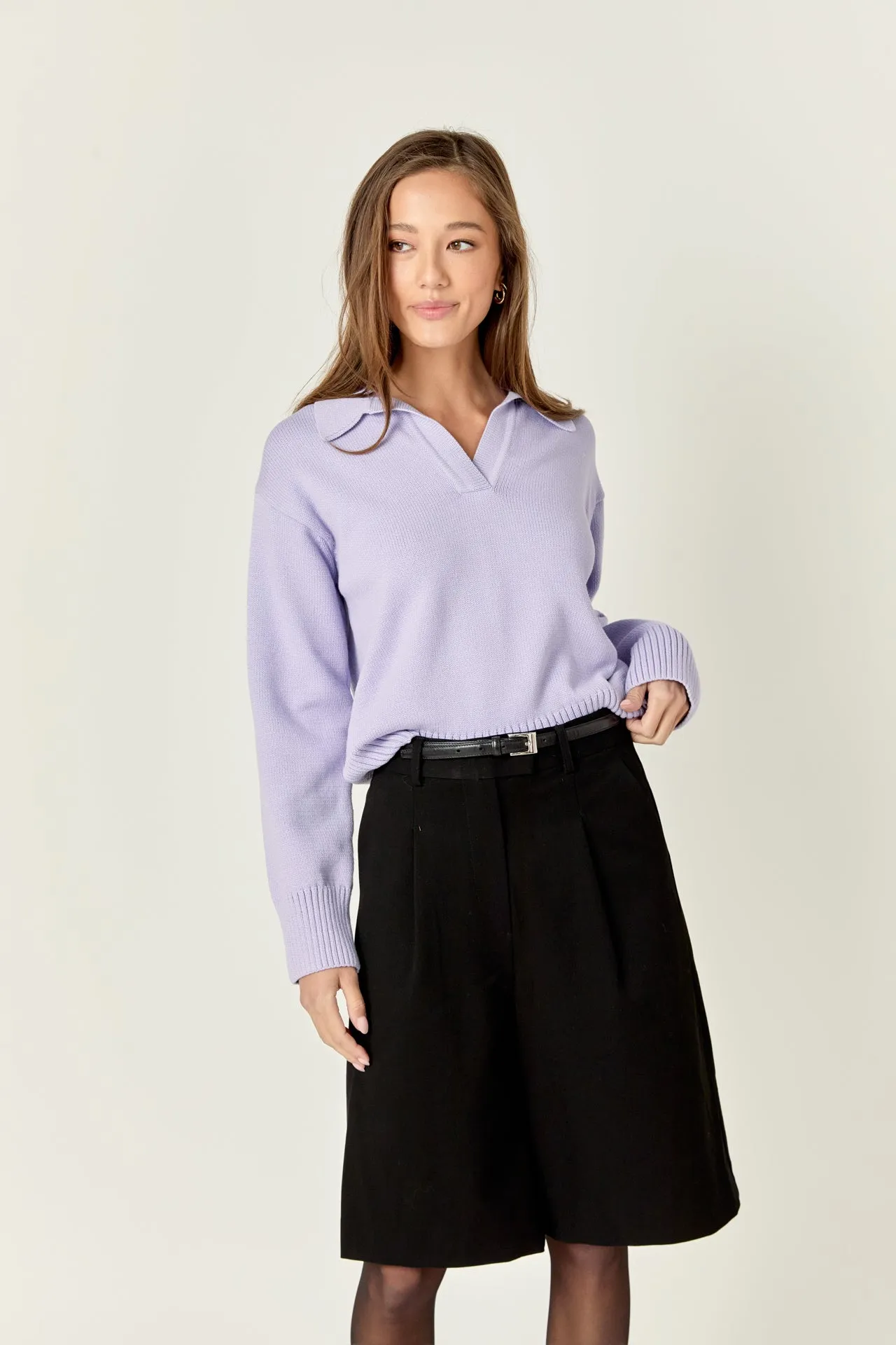 V-neckline with Collar Sweater