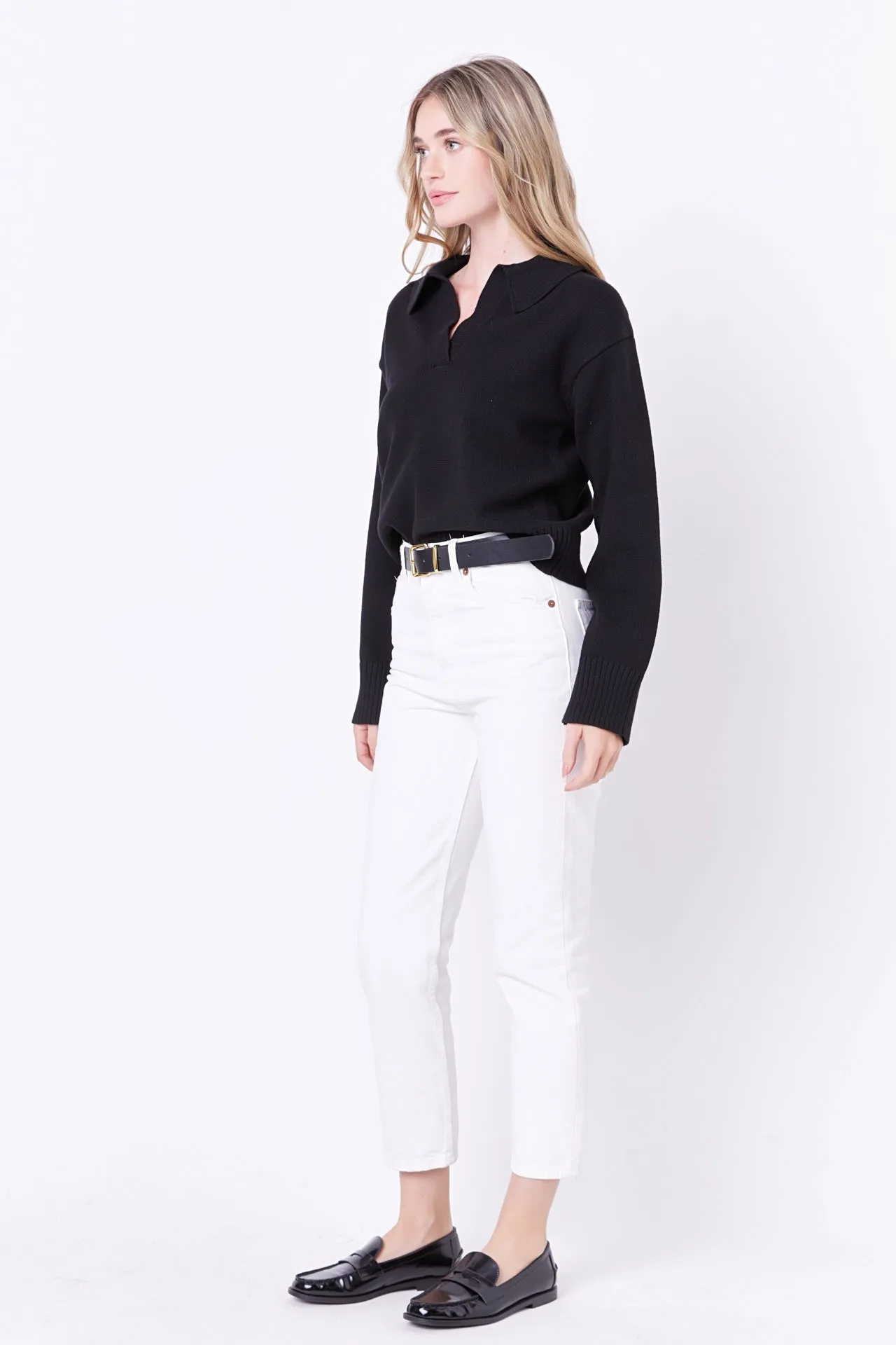 V-neckline with Collar Sweater