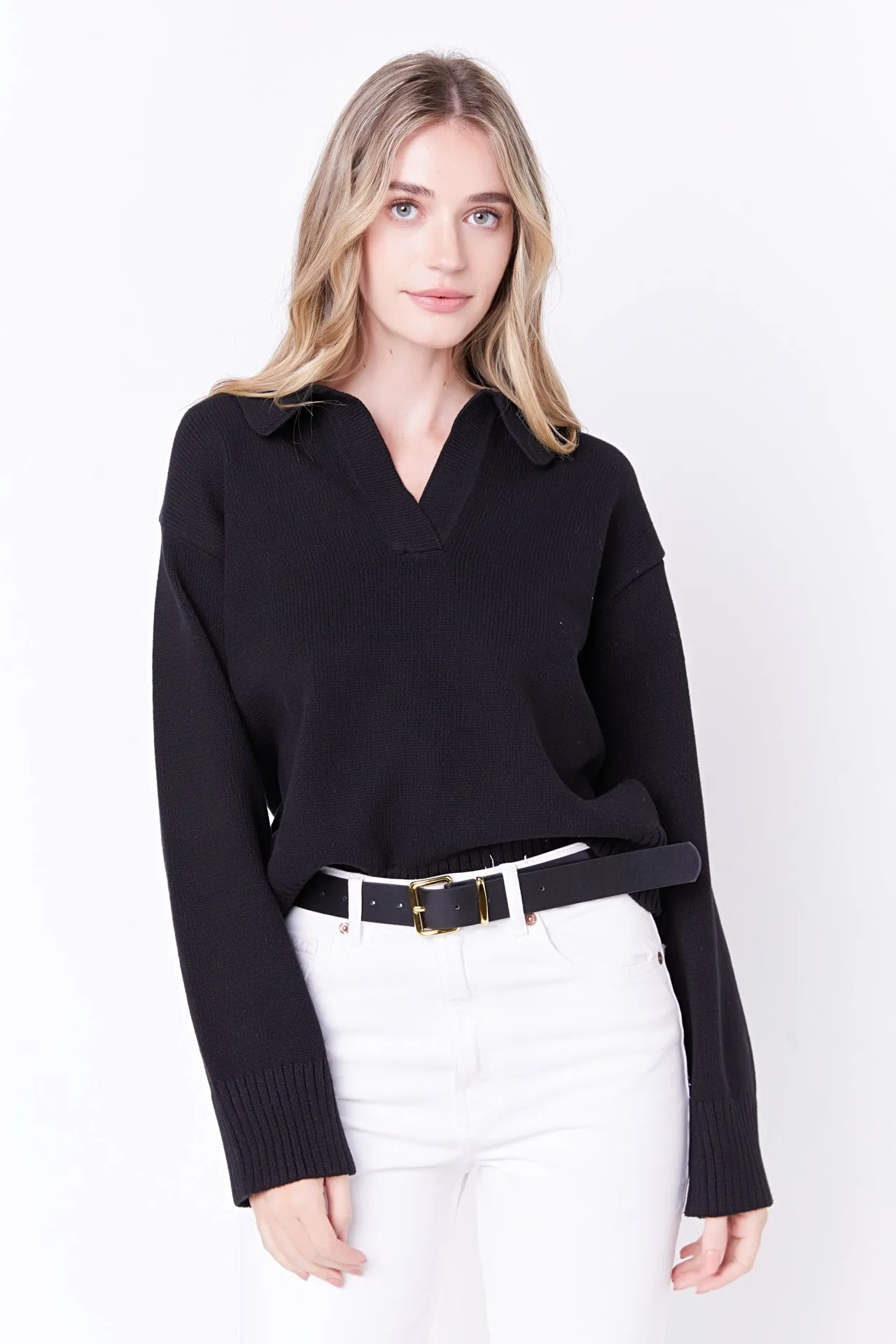 V-neckline with Collar Sweater