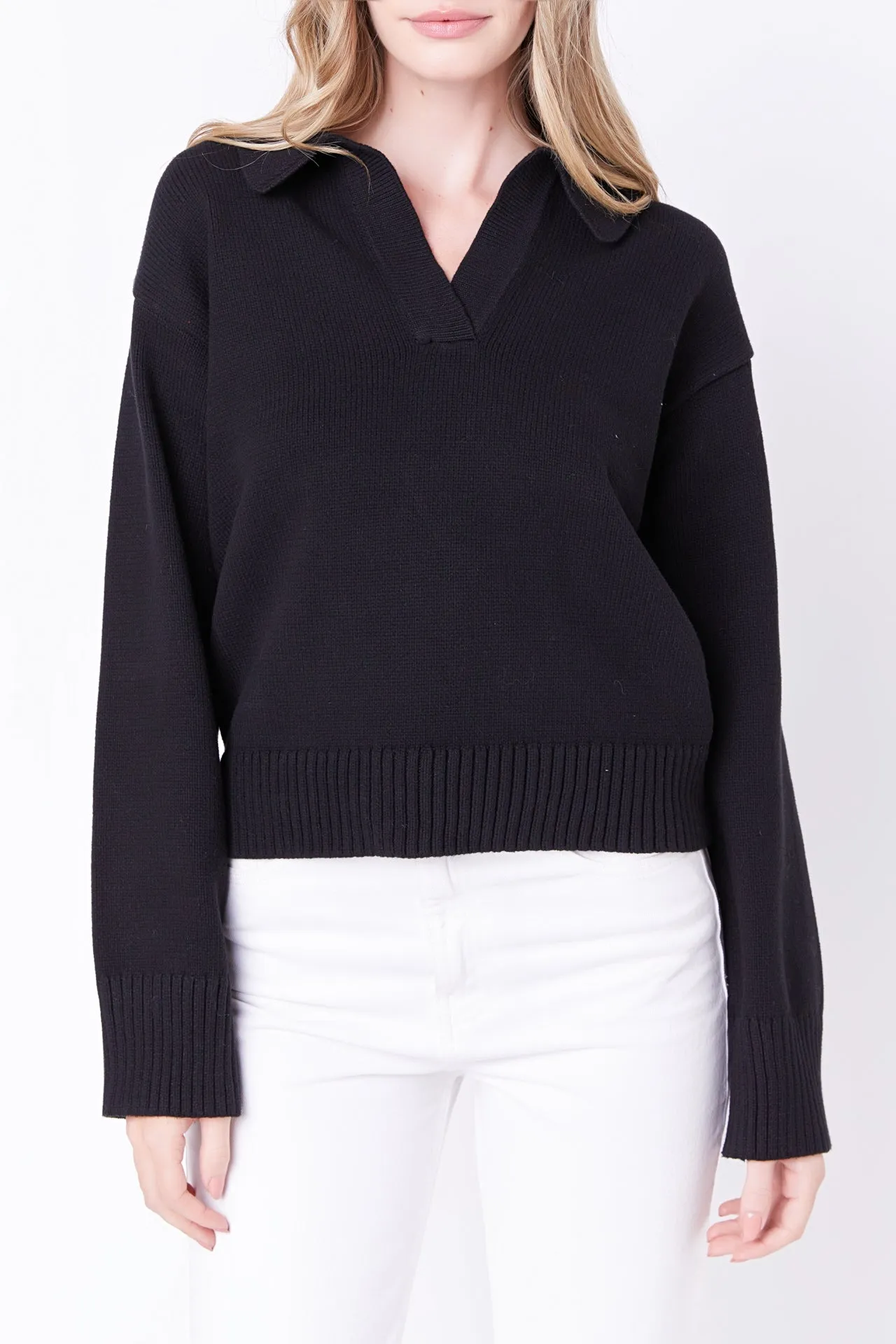 V-neckline with Collar Sweater