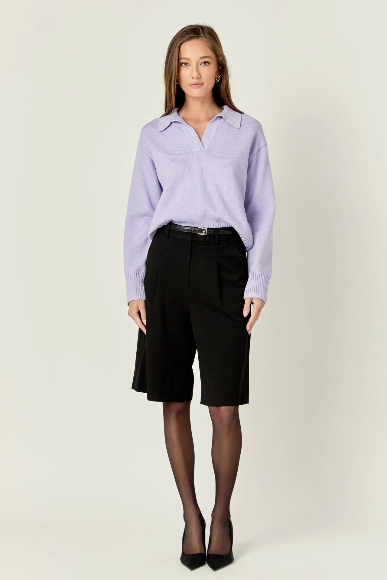 V-neckline with Collar Sweater