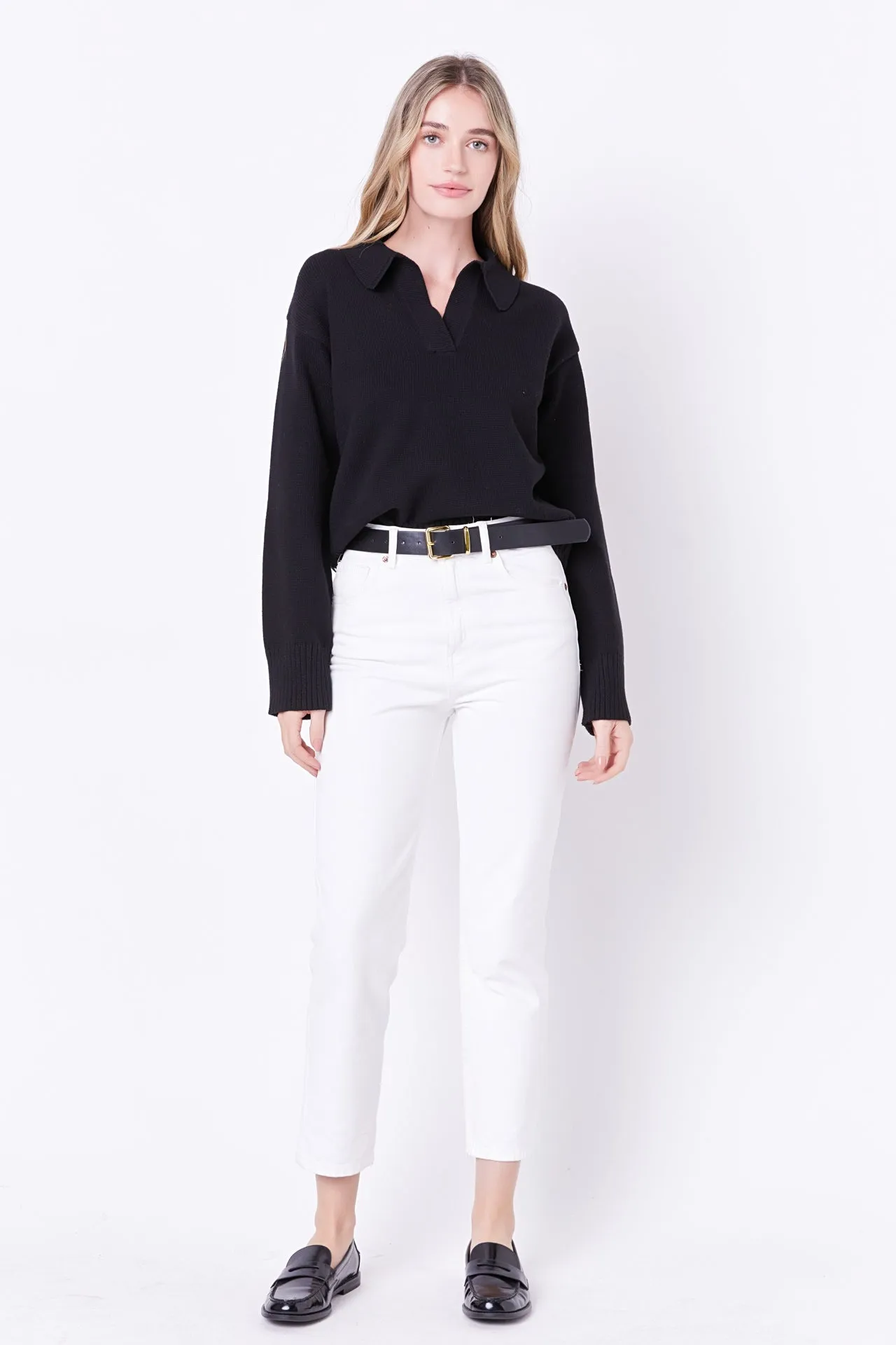 V-neckline with Collar Sweater