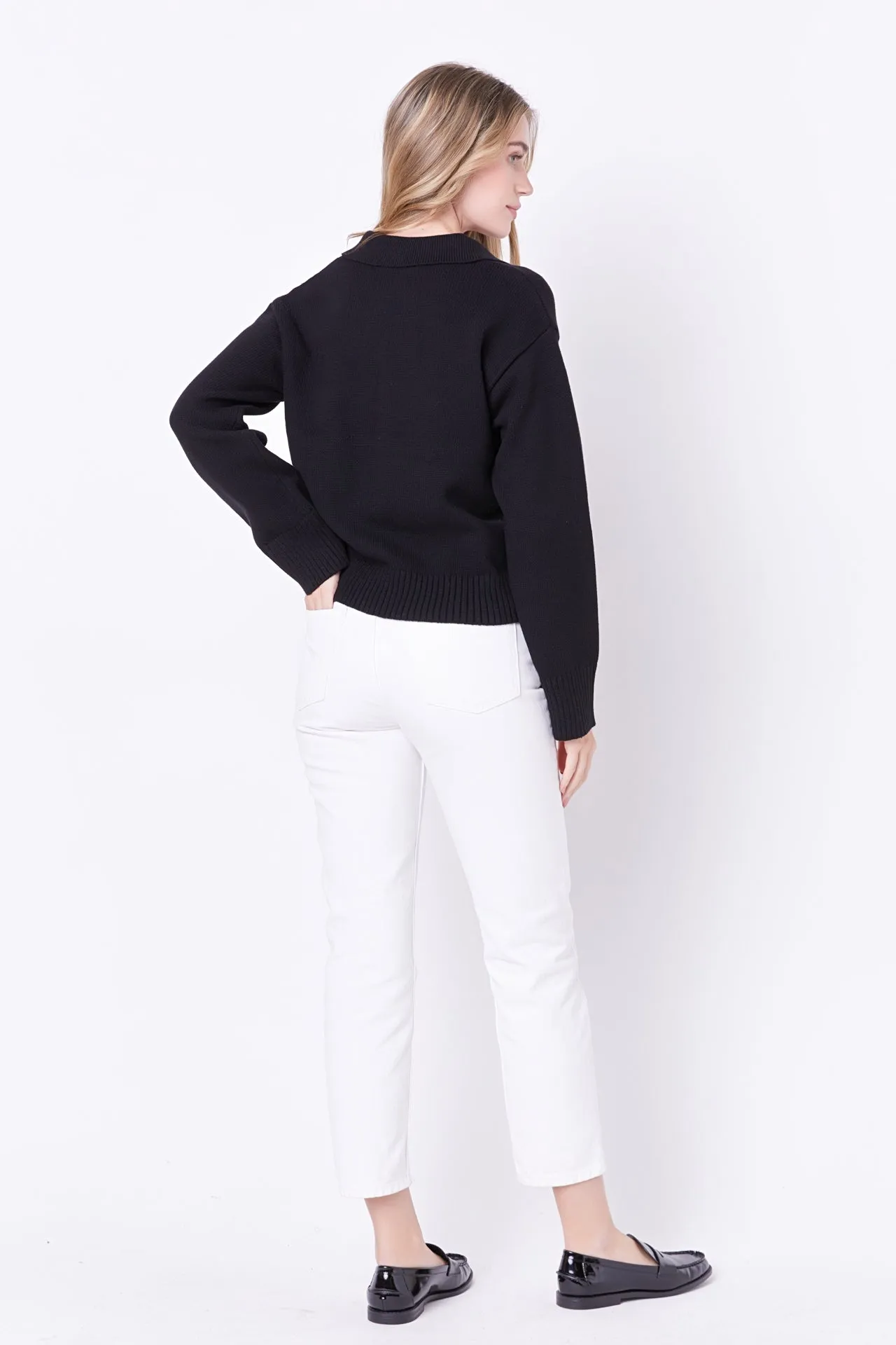V-neckline with Collar Sweater
