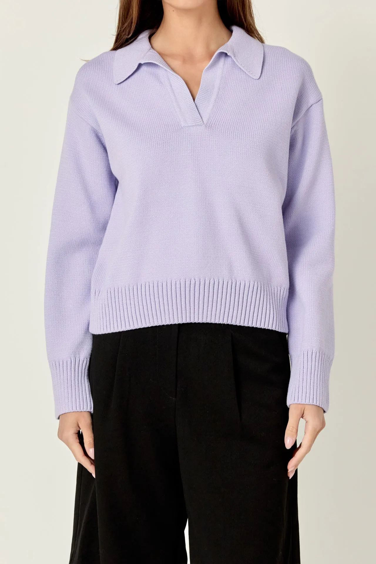 V-neckline with Collar Sweater