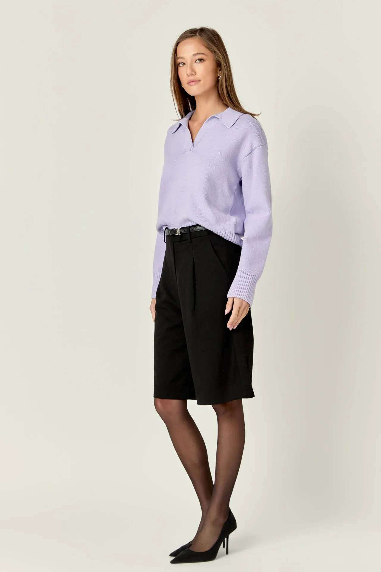 V-neckline with Collar Sweater