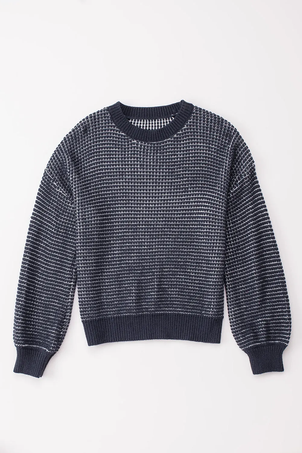 Women's Heathered Knit Drop Shoulder Puff Sleeve Sweater