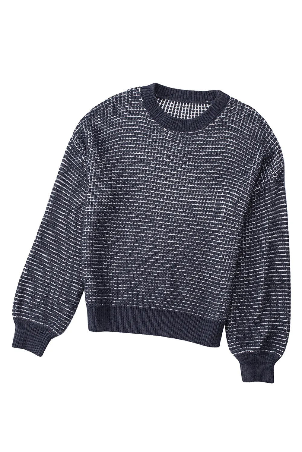 Women's Heathered Knit Drop Shoulder Puff Sleeve Sweater